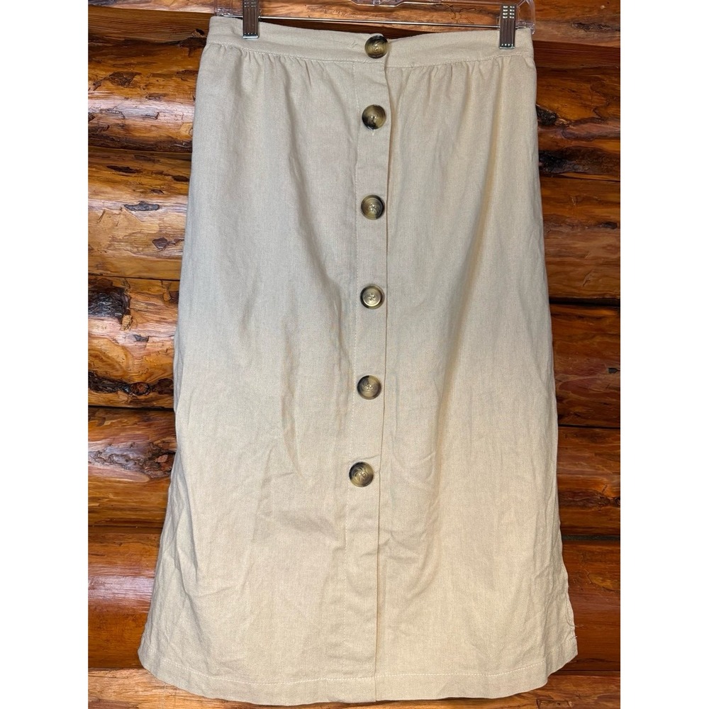Paper‎ Tee Khaki Linen Blend Skirt Size Medium